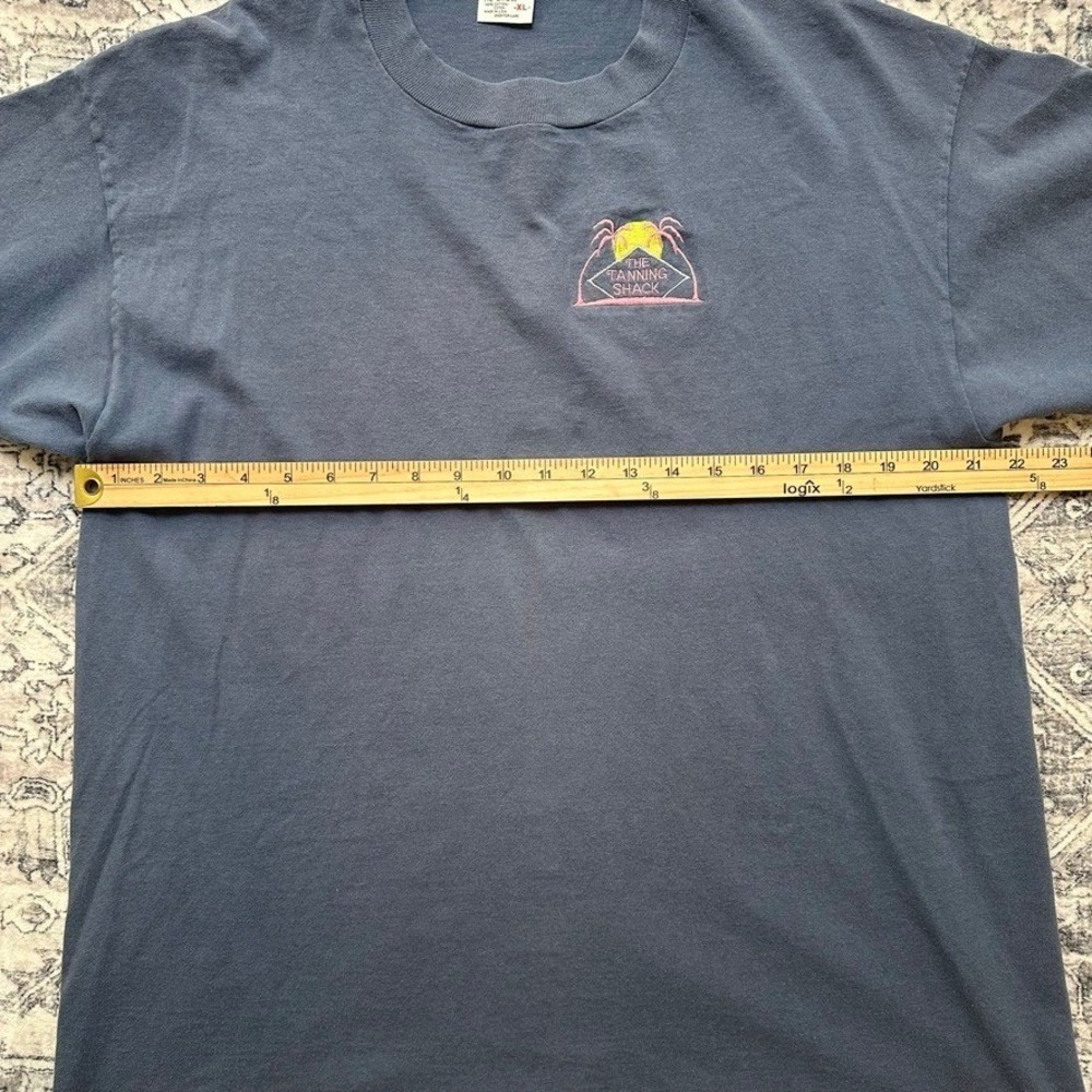 Vintage 90s The Tanning Shack T-Shirt Mens XL Blue Single Stitch Made in USA - Picture 6 of 7